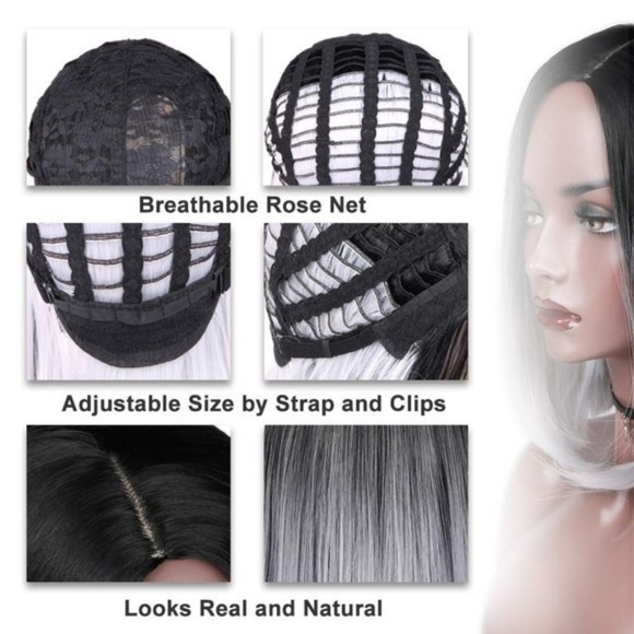 Ombe Black Gray Beauty Full Wig